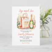 Invitation Watercolor Baby Girl Sip and See (Debout devant)
