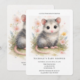 Invitation Watercolor Baby Possum Baby Shower 