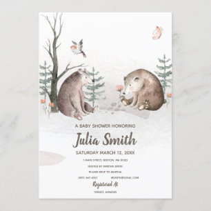 Invitation Watercolor Baby shower forestier Woodland