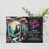 Invitation Watercolor Baby shower forestier Woodland (Debout devant)