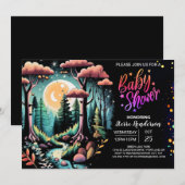Invitation Watercolor Baby shower forestier Woodland (Devant / Derrière)