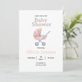 Invitation Watercolor Baby Shower Invitation, (Debout devant)