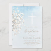 Invitation watercolor baby's breath | Baptism baby boy (Devant)