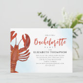 Invitation Watercolor Bachelorette Party Red Lobster Coastal (Debout devant)
