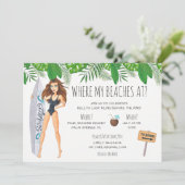 Invitation Watercolor Bachelorette Surf Beach Party (Debout devant)