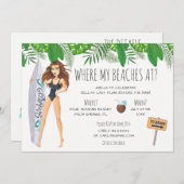 Invitation Watercolor Bachelorette Surf Beach Party (Devant / Derrière)