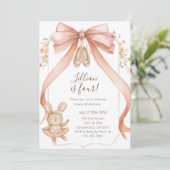 Invitation Watercolor Ballet Girls Fourth Birthday (Debout devant)