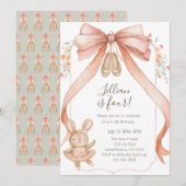Invitation Watercolor Ballet Girls Fourth Birthday (Devant / Derrière)