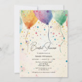 Invitation Watercolor Balloons Bridal Shower  (Devant)