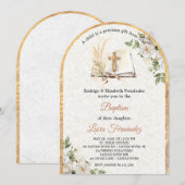 Invitation Watercolor Baptism Greenery Gender Neutral (Devant / Derrière)