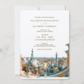 Invitation Watercolor Barcelona Park Guell Mariage (Devant)