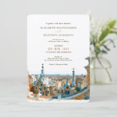 Invitation Watercolor Barcelona Park Guell Mariage (Debout devant)