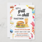 Invitation Watercolor BBBQ Nourriture, Boissons & Desserts Pa (Devant)