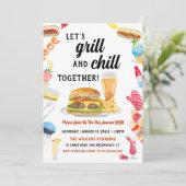 Invitation Watercolor BBBQ Nourriture, Boissons & Desserts Pa (Debout devant)