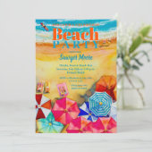 Invitation Watercolor Beach 16e fête d'anniversaire (Debout devant)