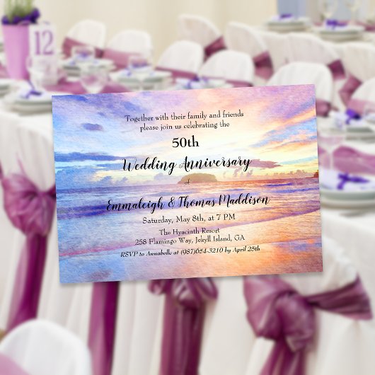 Invitation Watercolor Beach 50e anniversaire du Mariage