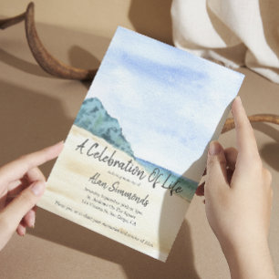Invitation Watercolor Beach Avec Photo Célébration De La Vie
