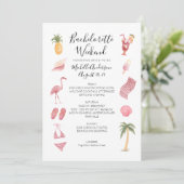 Invitation Watercolor Beach Bachelorette Week-end Itinéraire (Debout devant)
