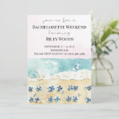 Invitation Watercolor Beach Bachelorette Week-end Itinéraire  (Debout devant)
