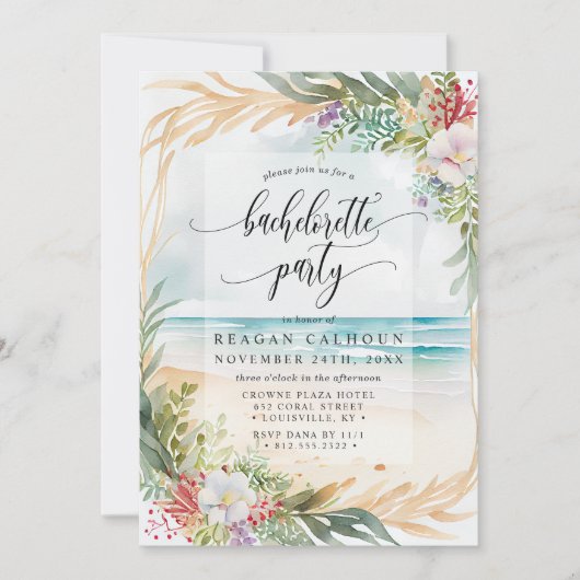 Invitation Watercolor Beach Bachelorte Party (Devant)