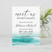 Invitation Watercolor Beach Caraïbes Destination Mariage (Debout devant)