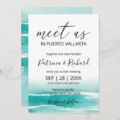 Invitation Watercolor Beach Caraïbes Destination Mariage (Devant / Derrière)