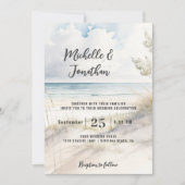 Invitation Watercolor Beach Coastal Destination Mariage (Devant)