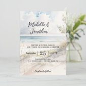 Invitation Watercolor Beach Coastal Destination Mariage (Debout devant)