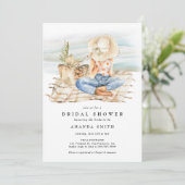 Invitation Watercolor Beach Fête des mariées tropicale estiva (Debout devant)