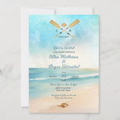 Invitation Watercolor Beach Oars Mariage (Devant)