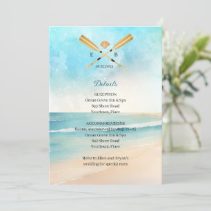 Invitation Watercolor Beach Oars Mariage Insérer Réception