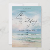 Invitation Watercolor Beach Ocean Coastal Mariage (Devant)