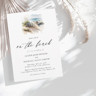 Invitation Watercolor Beach Ocean Coastal Mariage