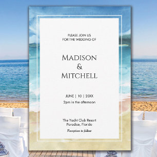 Invitation Watercolor Beach Ocean Destination Mariage