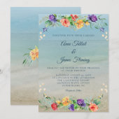 Invitation Watercolor Beach Océan Floral Mariage (Devant / Derrière)