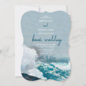 Invitation Watercolor Beach Ocean Waves Monogram Mariage (Devant)