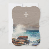 Invitation Watercolor Beach Ocean Waves Monogram Mariage (Dos)