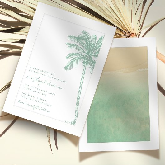 Invitation Watercolor Beach Palm Tree Boho Mariage