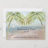 Invitation Watercolor Beach Palm Trees Retraite Party (Devant)