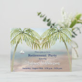 Invitation Watercolor Beach Palm Trees Retraite Party (Debout devant)