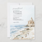Invitation Watercolor Beach Sand Castle Mariage (Devant)