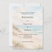 Invitation Watercolor beach sand dunes wedding (Devant)