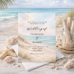 Invitation Watercolor beach sand dunes wedding