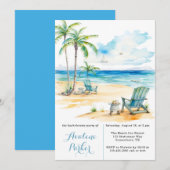 Invitation Watercolor Beach Scène Bachelorette Party (Devant / Derrière)
