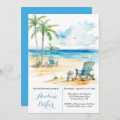 Invitation Watercolor Beach Scene Bachelorette Party Invitati (Devant / Derrière)