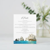 Invitation Watercolor Beach Skyline Cabo Mexico Details Card (Debout devant)