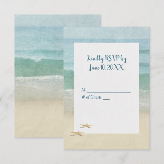 Invitation Watercolor Beach Starfish Wedding RSVP (Devant / Derrière)