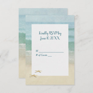 Invitation Watercolor Beach Starfish Wedding RSVP