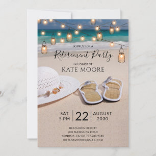 Invitation Watercolor Beach String Lights Retraite