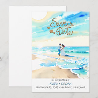 Invitation Watercolor Beach: Summer Wedding Save the Date